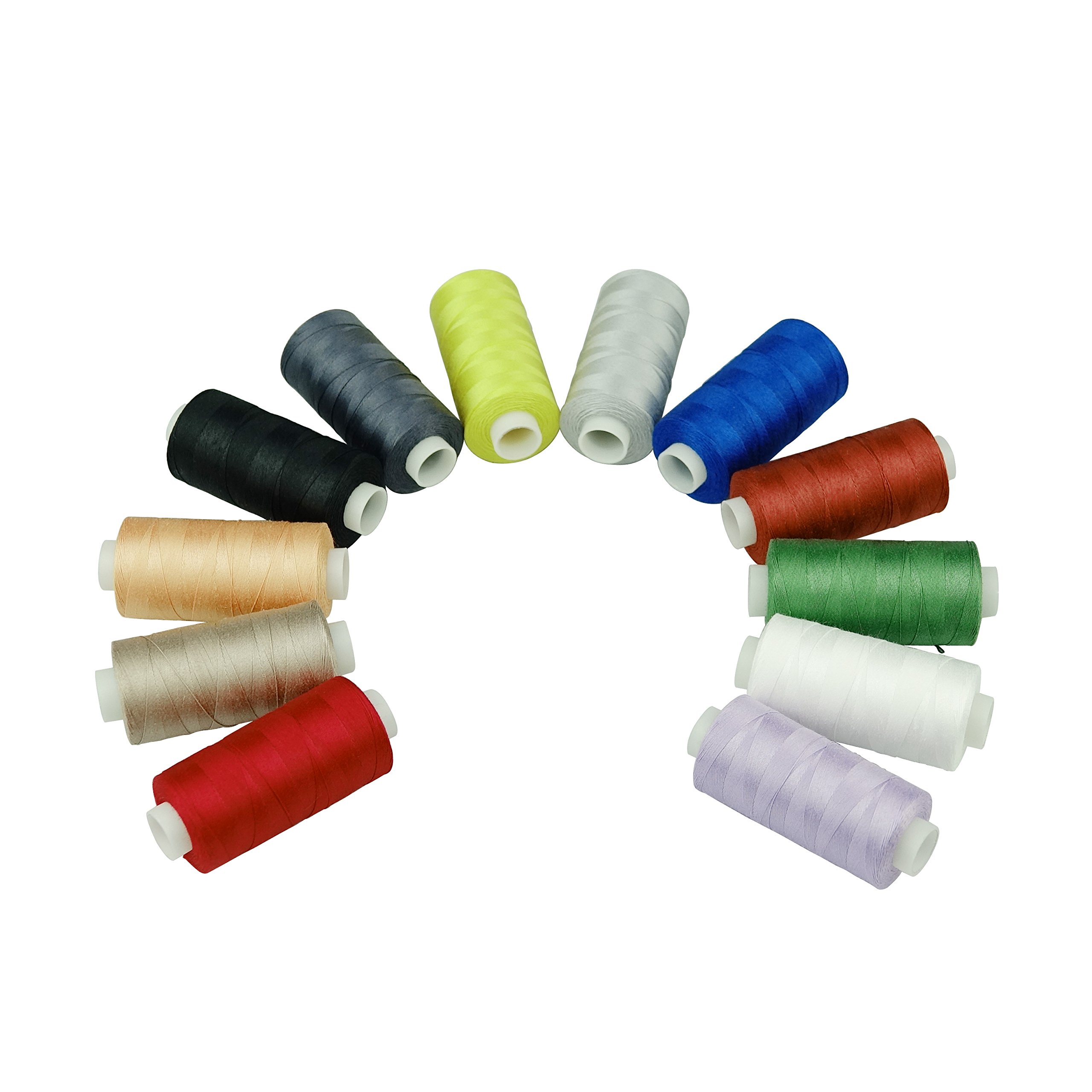 Simthread 12 Multi Colors 100% Cotton Sewing Thread 50s/3 Thread for Quilting etc - 550 Yards Each 12C02