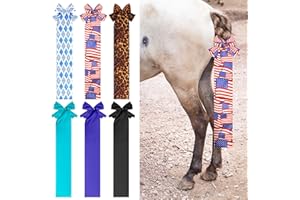Huhumy 6 Pcs Horse Tail Bag Breathable Guard 22" Slip on Horse Care Tail Wrap 2 Strand Closure Straps Grooming Supplies to Keep from Dirt Breakage Rubbing 6 Designs(Modern Style)