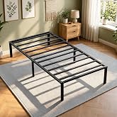 UNIPEAK Twin Bed Frame 14 Inch Metal Platform with Under Bed Storage Space | Heavy Duty Steel Slat Support Mattress Foundation; No Box Spring Needed; Easy &amp; Quick Setup
