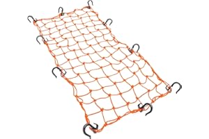 Powertye 15in x 30in Elastic Cargo Net with 10 Adjustable Hooks and Tight 2in x 2in Mesh, Orange