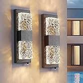 HITTO Dusk to Dawn Outdoor Lighting,Porch Lights Outdoor IP65 Waterproof Exterior Lighting Fixtures 12W LED Ripple Crystal Mo