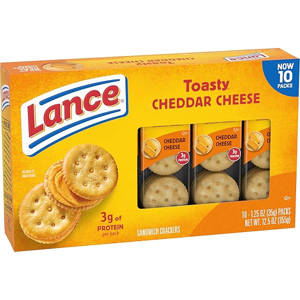 LANCE SANDWICH CRACKERS, TOASTY CHEDDAR, 10 INDIVIDUALLY WRAPPED PACKS, 6 SANDWICHES EACH