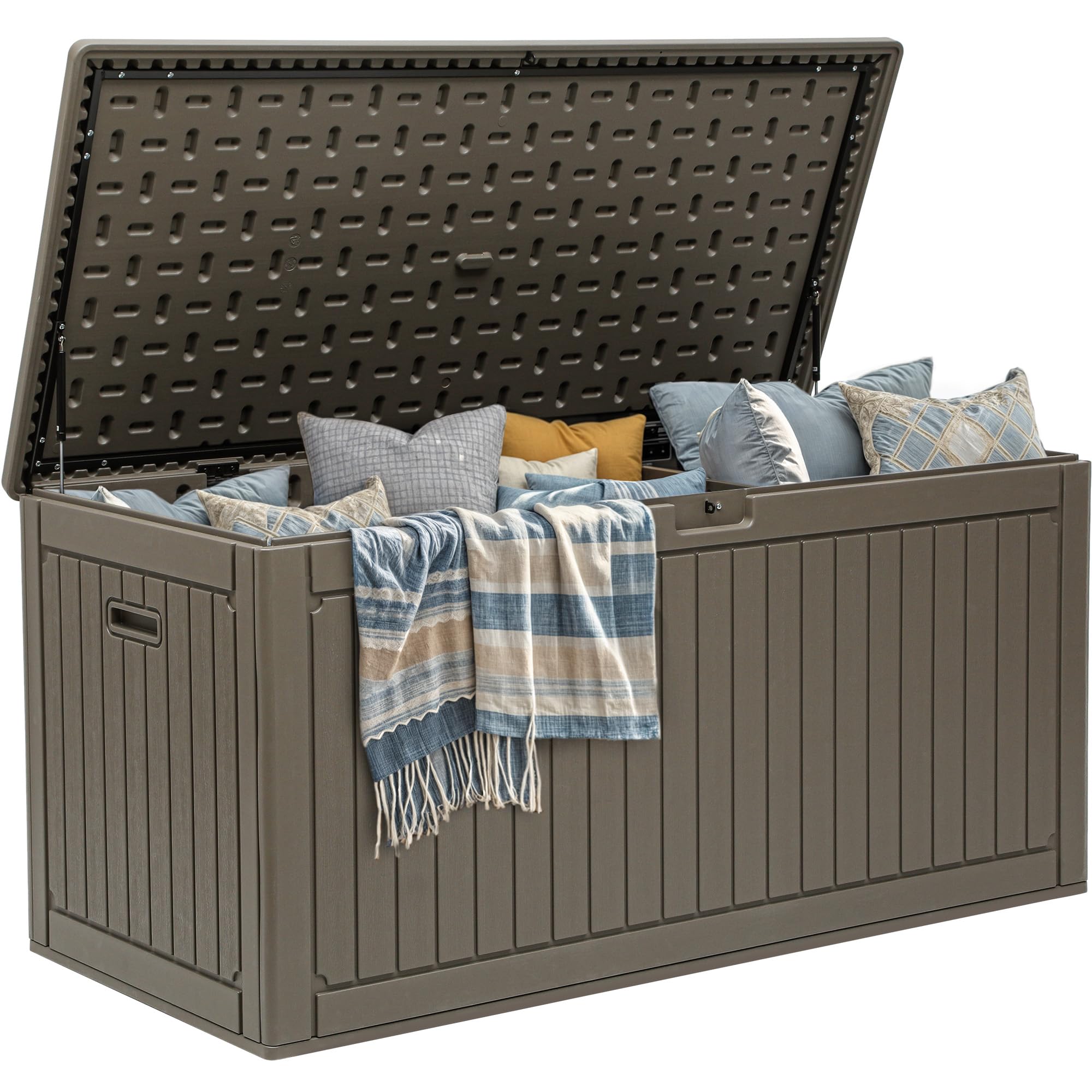 Photo 1 of ***MISSING ONE PANEL**YITAHOME 260 Gallon Double-Wall Deck Box with Divider & Side Handles, Outdoor Large Storage for Patio Furniture Cushions, Garden Pool Accessories, Water Resistant & Lockable