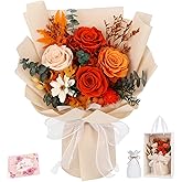 Flowers for Delivery Prime Preserved Flowers Bouquet That Last 3-5 Years Real Forever Roses Bouquet for Girlfriend Mom Mother Women Wife Anniversary Birthday Valentines Day Gifts for Her,Orange