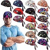 JaGely 16 Pack Do Rag Caps for Women Christmas Beanie Satin Durag Oversized Bandana Chemo Cap Cancer Headwear Helmet Liner Wicking Skull Rag Head Wraps for Men Women Xmas Multicolor
