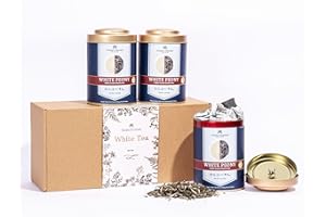 Taimei Teatime Premium Loose Leaf Tea Gift Sets, White Peony White Tea Pack of 3, Bai Mu Dan, Organically Grown Chinese Fujian Loose White Tea Leaves, Low Caffeine, High Antioxidants