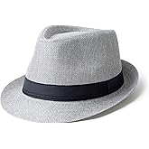 EOGIMI Classic Short Brim Fedora Hats Summer Beach Trilby Hat for Men Women with Band