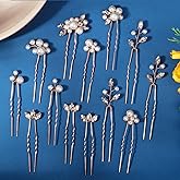 13 Pieces Pearl Crystal Bridal Hair Pins Rhinestone Flower Wedding Gold Hair Pieces Prom Accessory for Women Wedding Hairstyles