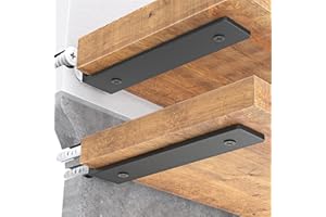 Goovilla Heavy Duty Floating Shelf Brackets 6 Inch for 2×4” Wood Stud, 4 Pack L Brackets for Shelves or Shelving, Black Coated Metal Shelf Hardware with 160 lb. Load Capacity and Easy Installation