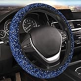 Twinkling Blue Stars in The Night Sky Car Steering Wheel Cover Black Steering Wheel Protection Universal 15 Inch