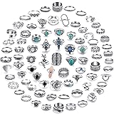 17 MILE 82 Pcs Vintage Silver Knuckle Rings Set for