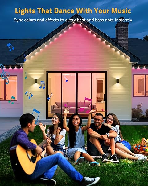 DELITOR PERMANENT OUTDOOR LIGHTS, 111FT SMART BLACK CHRISTMAS LIGHTS WITH APP CONTROL, IP65 WATERPROOF ETERNITY EAVES LIGHTING WITH 72 RGB LED LIGHTS FOR OUTSIDE ROOFLINE DECOR, PARTY, HOLIDAY XMAS