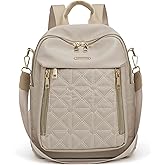 Pealwel Mini Nylon Women Backpacks,Small Ladies backpacks Lightweight Shoulder Satchel Bag Tote Handbag Casual Travel Daypack (Beige)