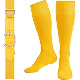 SUOSDEY Baseball Belt and Socks Combo Adjustable Elastic Softball Socks and Waist Belt for Youth Adult