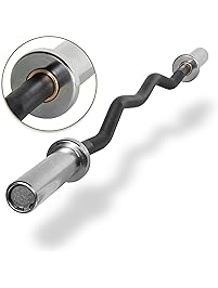 XMark Olympic EZ Curl Bar Brass Bushings With Optional TEXAS STAR, SIGNATURE or TRI-GRIP Olympic Plate Weight Sets, Use with Preacher Curl Bench, Utility Benches, Bicep Curl and Triceps Extension