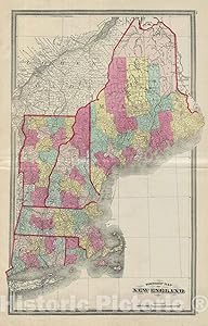 Historic Map : New England Vermont, New Hampshire, Maine, Massachusetts, Connecticut, Rhode Isla, Lloyd, 1862, Vintage Wall D&eacute;cor : 24in x 36in