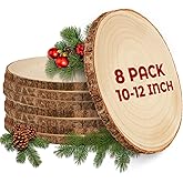 LDHHYH 8 Pack 10-12 Inch Large Wood Slices for Centerpieces, Wood Rounds for Tables Decor, Wood Centerpieces for Tables, Rustic Wood Circles for DIY Crafts and Wedding Decor