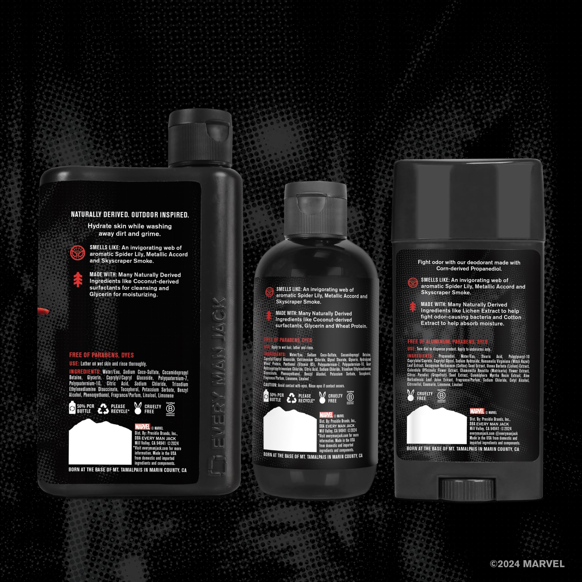 Every Man Jack Spider-Man Body Set - Perfect for Every Guy & Marvel-Lover - Bath and Body Marvel Gift Set with Clean Ingredients & Incredible Scents - Includes Body Wash, Shampoo & Deodorant 2-Pack