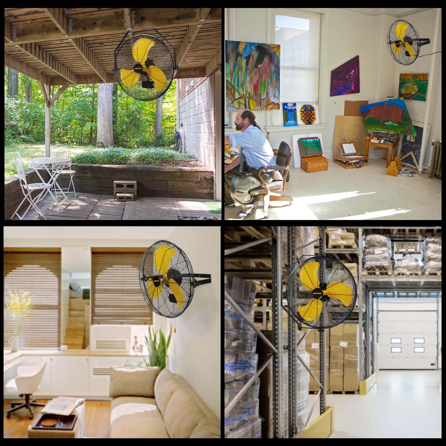 VENTISOL 4,000 CFM Wall Mounted Fan 18 Inch High Velocity Metal Fan Commercial Industrial Shop Wall Fan with 3 Speed,Wall-Mount Fan with Adjustable Tilt for Commercial,Residential