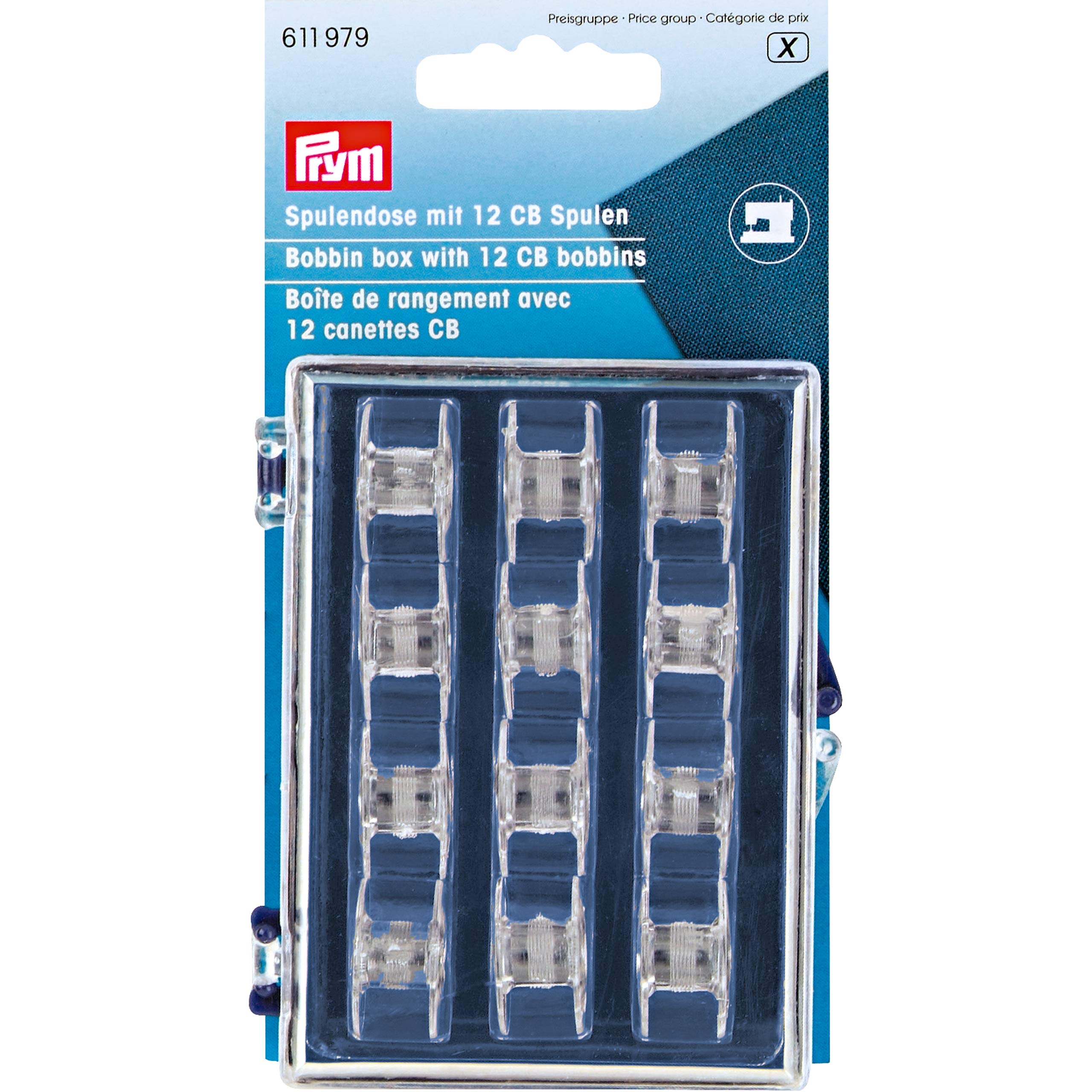 Prym - Bobbin Box Filled with (12 CB) Plastic Bobbins - 1 Unit
