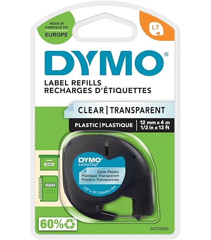 DYMO Etiquetas de papel LetraTag | Autêntico | Rolo de 12 mm x 4 m