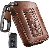 Slohif Key Fob Cover Keychain Accessories for Lexus for ES is GS NX LS RX RC GX F 300 300h 350 200t 250 450h 460 600h 4 Buttons, Leather Case+D-Ring+Hook(Brown)