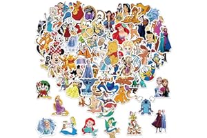 FXBUY 100Pcs Kids Disney Stickers Pack Princess Stickers Cute Cartoon Characters Stickers Movie Decal Childrens Decorative Sticker for Kids Teens Adults Waterproof Stickers for Water Bottle Laptop Luggage