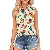 Leevuyu Cinco De Mayo Shirt Women Mexican Fiesta Funny Button Down Short Sleeve Mexico Blouse Tops