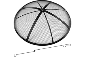 RGJ 30Inch Heavy Duty Fire Pit Spark Screen Cover, Collapsible Outdoor Fire Pit Screen Round with Handle Mesh Fire Pit Screen Easy-Opening Fire Mesh Screen Guard Fire Pit Lid for Outdoor Patio Backyard