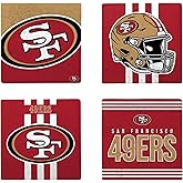 FOCO NFL Official Game Day 4-Pack Beverage Drink Stone Coaster Set (San Francisco 49ers)
