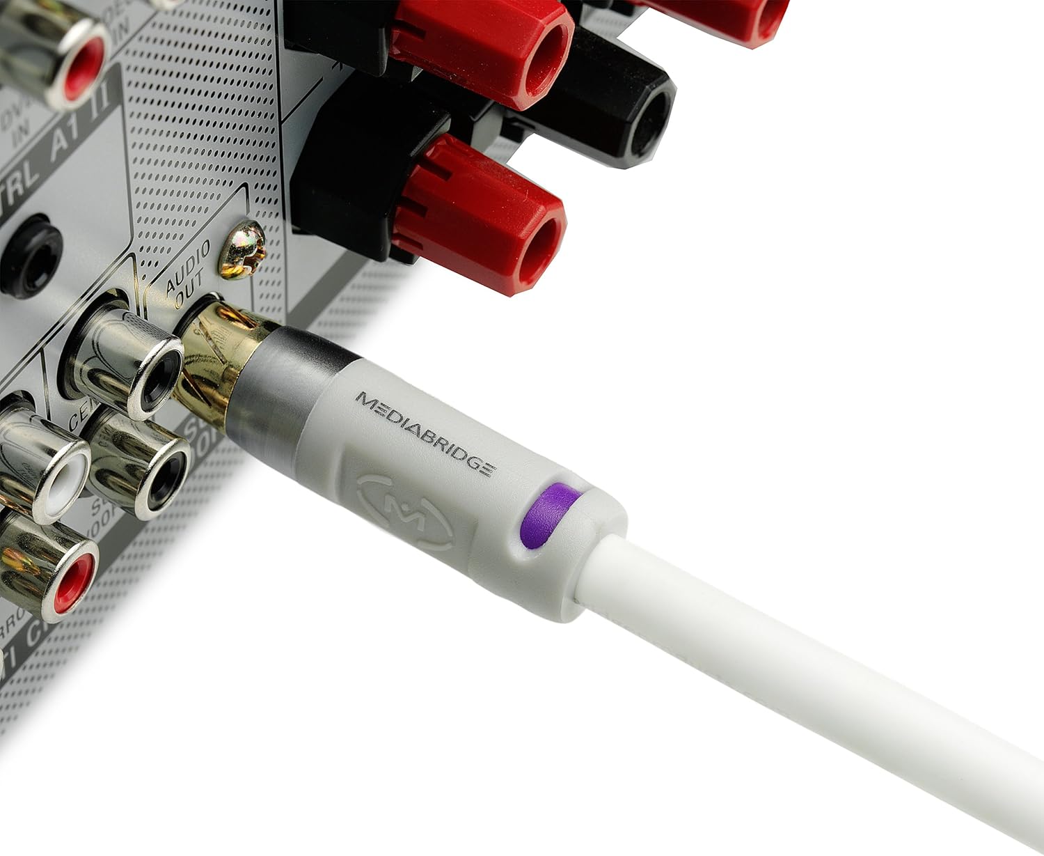 Mediabridge Ultra Series Subwoofer Cable (8 Feet) - Dual Shielded with Gold Plated RCA to RCA Connectors - White - (Part# CJ08-6WR-G1): Electronics