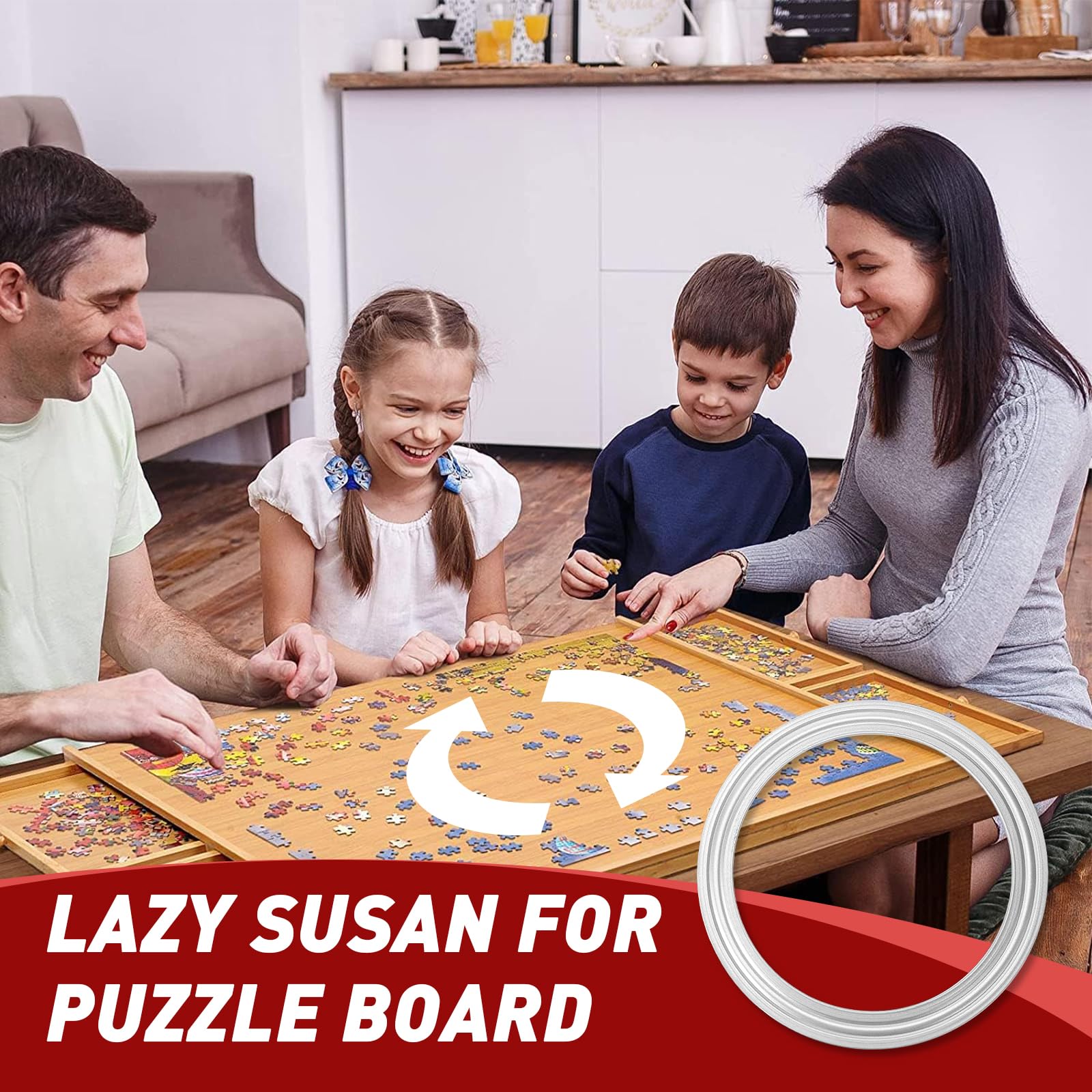 Rotating Puzzle Board Base - 360° Swivel Turntable for Jigsaw Puzzles 1000/1500 Piece Lazy Susan Spinner Table - Puzzle Accessories for Adults and Kids