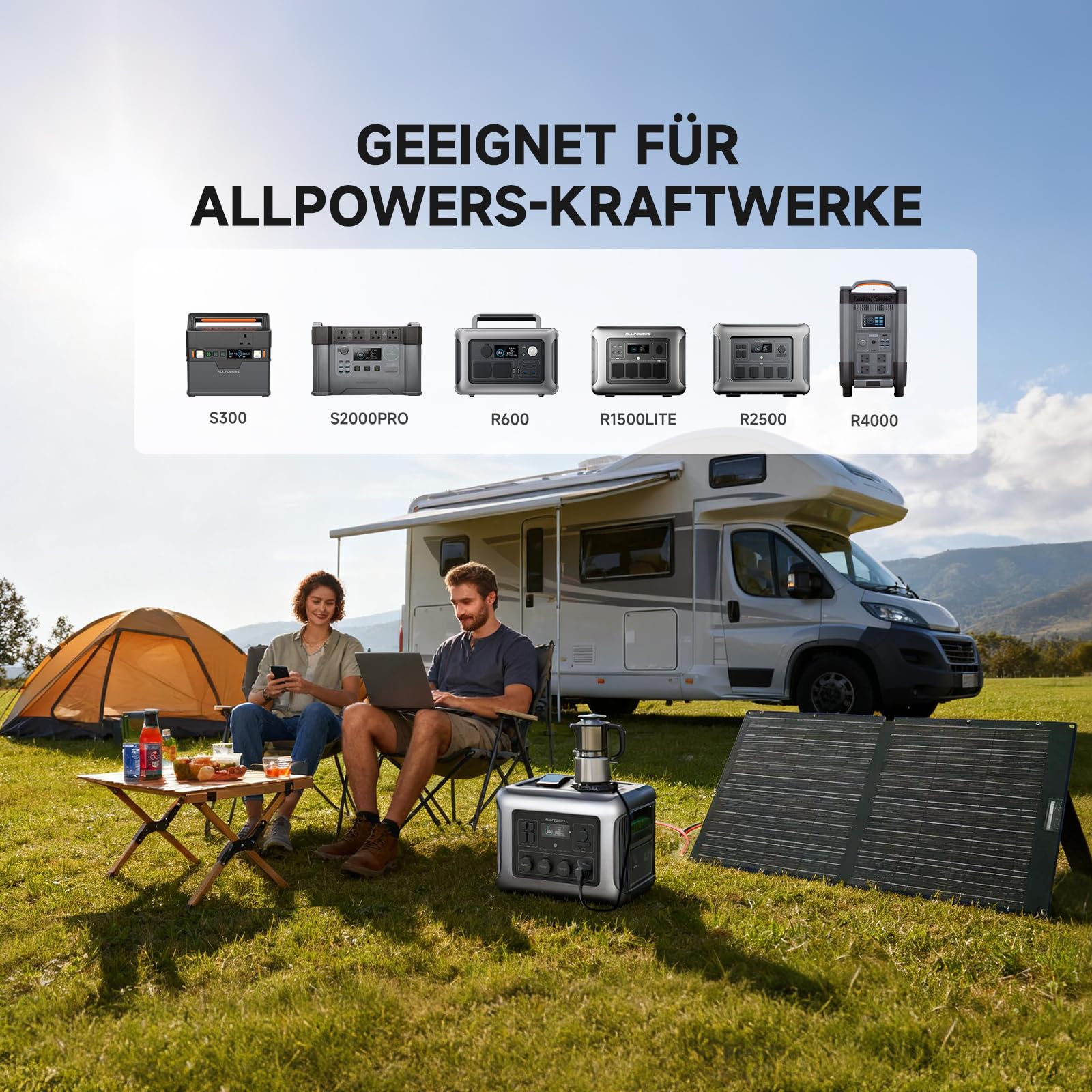ALLPOWERS Faltbares Solarpanel 100W, Monokristalline Solarmodule für S300 R600 R1500 R2500 Tragbare Powerstation, Solargenerator, Photovoltaik Modul Solaranlage für Camping Garten Wohnmobil RV 6