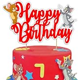 Tom &amp; Jery Happy Birthday Cake Topper &ndash; Cartoon Theme Party Decoration