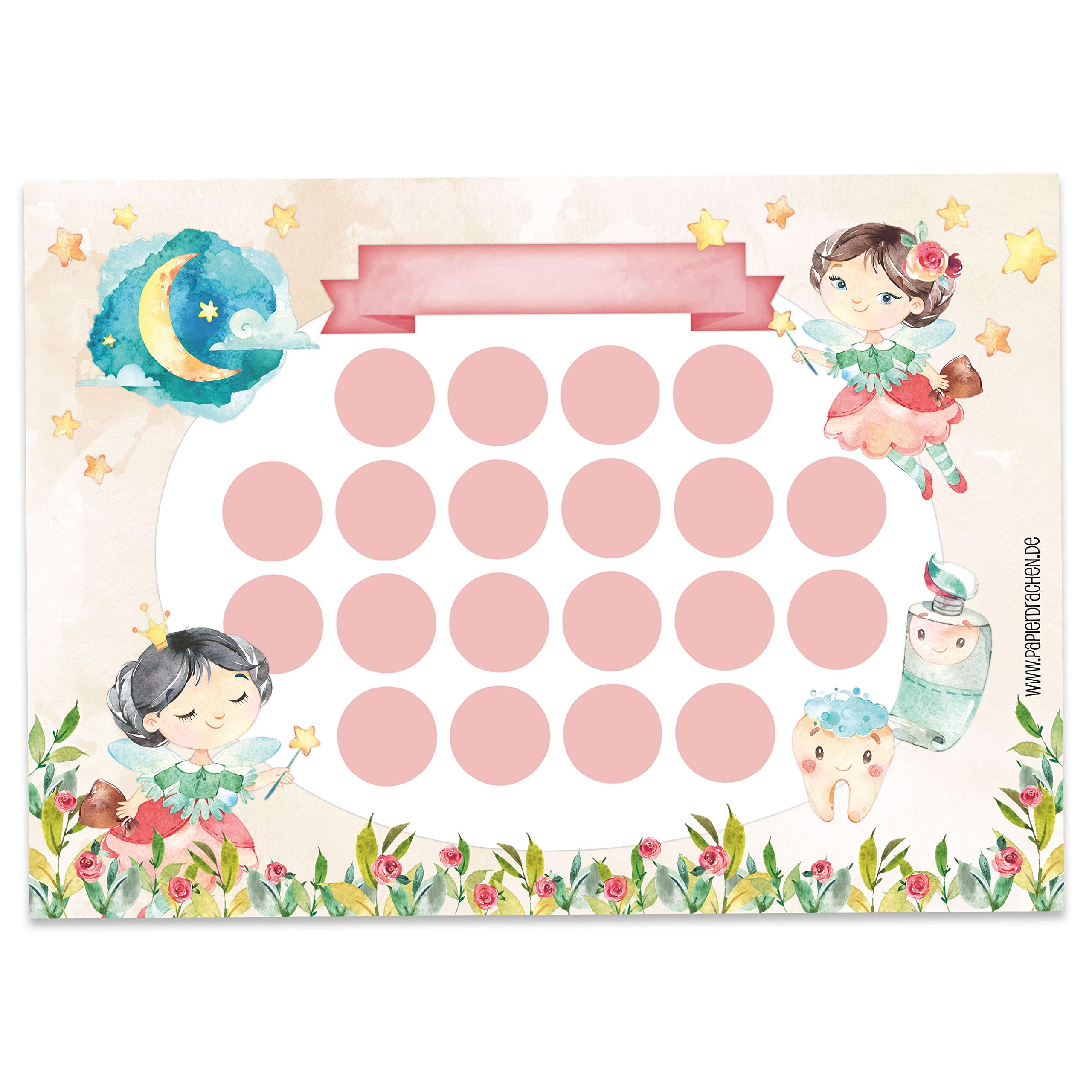Papierdrachen Reward chart set for children in a 10-sheet tear-off pad - Motivating concept as an educational aid - With great stickers for boys and girls - Motif brushing teeth 2 Set 11