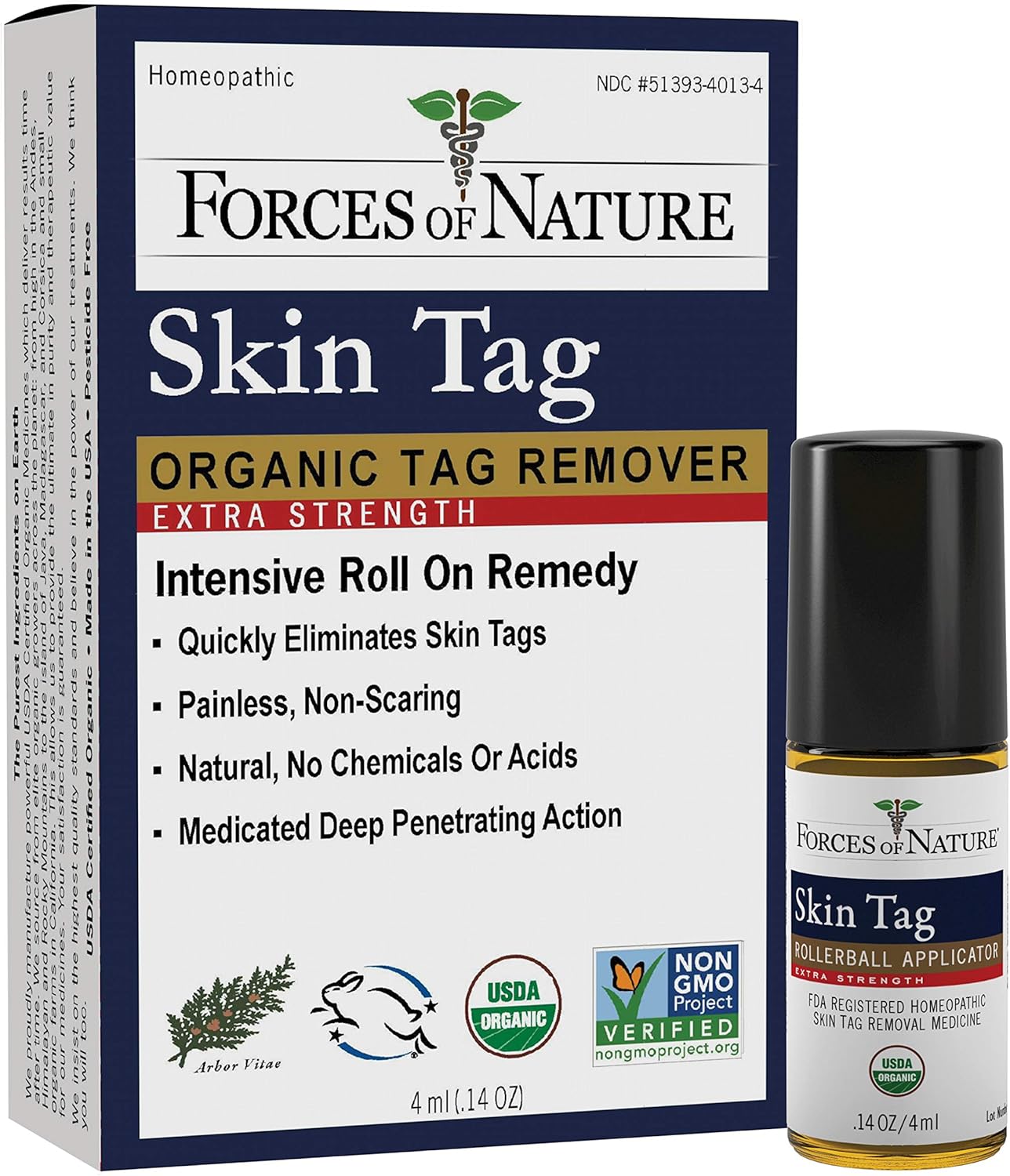 Forces Of Nature -Natural, organic skin Tag Extra Strength Remover (4ml) Non Gmo, No Harmful Chemicals -Safe, Pain & Scar Free, Leaving Skin Smooth & Healthy: Health & Personal Care