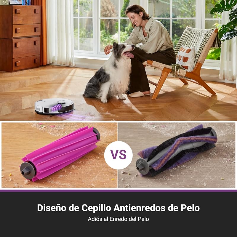 Aspirador de pó robô com esvaziamento automático eureka e20 plus, 8000 pa, esvaziamento automático de poeira, vida útil da bateria de 180 minutos, duodetect ai 3d para evitar obstáculos, para tapetes e pêlos de animais de estimação, branco