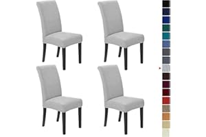 Howhic Stretch Chair Covers for Dining Room Set of 2, Removable Washable Dining Room Chair Covers, Dining Chair Slipcovers Seat Protector, Great Home Decor and Banquet Upholstery (Sliver, 4 Pack)