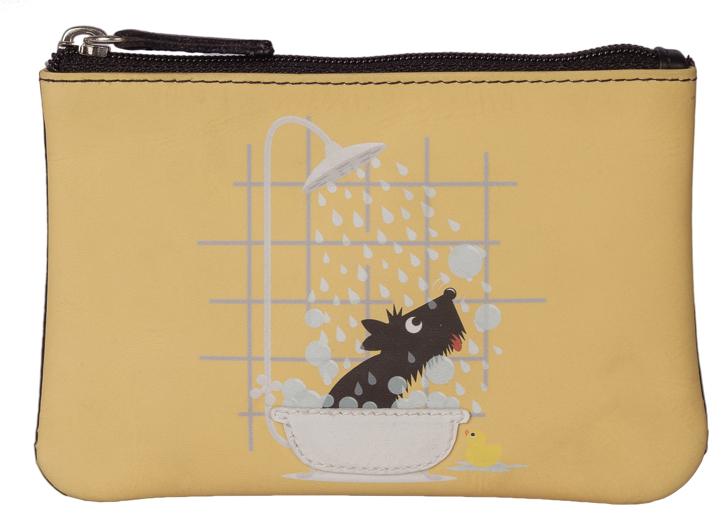 Premium Nappa Leather Cute Dog in Bath/Shower Coin Purse by Mala leather