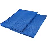 The Rag Company - Standard Waffle Weave Microfiber Towels (2-Pack) Detailing, Window, Glass and Drying, Wax &amp; Polish, Lint-Free, Streak-Free, 370gsm, 16in x 24in, Royal Blue