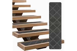 LINCONSON 15 Pack Anti Slip Carpet Stair Tread | 8” x 30” | Removable and Washable Runners for Stairs with Adhesive Free Rubb