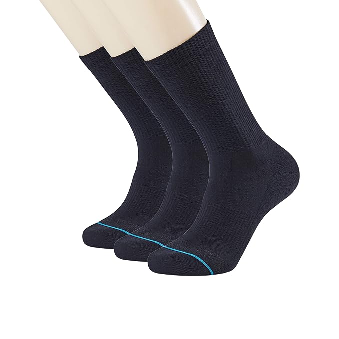 Men's 3 Pack Cushion Crew Socks Athletic Running Socks with Arch