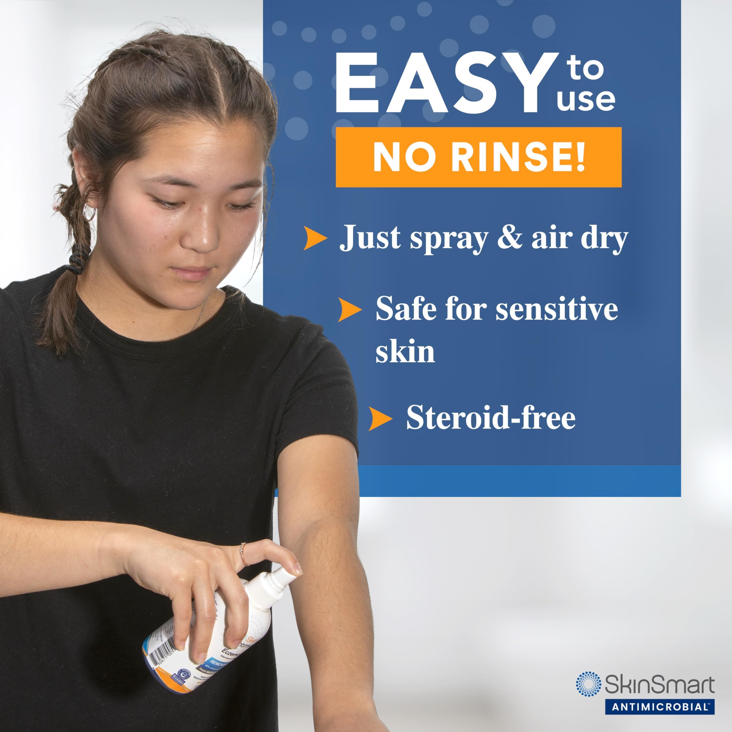 SkinSmart Antimicrobial Eczema Therapy with Hypochlorous Acid, Safely Removes Bacteria so Skin Can Heal, for Adults, Kids and Seniors, Travel Size 2 Ounce Clear Spray (Pack of 3)
