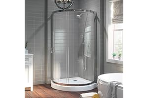 OVE Decors Breeze 36 in. Corner Shower Sliding Door, With Included Base, Clear Glass and Chrome Finish