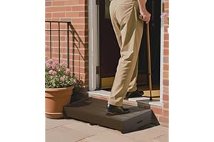 Homerays One Step Stool for Elderly,Bamboo High Riser Step Stool for Bed with Fluorescent Function No Assembly Required - 550 Lbs Wooden Mobility Stepping Stool for Bedside,Bathroom,Garden (Brown)