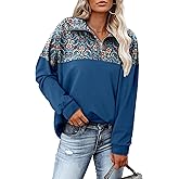 Magritta Womens Sweatshirt Casual Loose Fit Waffle Knit Half Zip Pullover Long Sleeve Lapel Tops