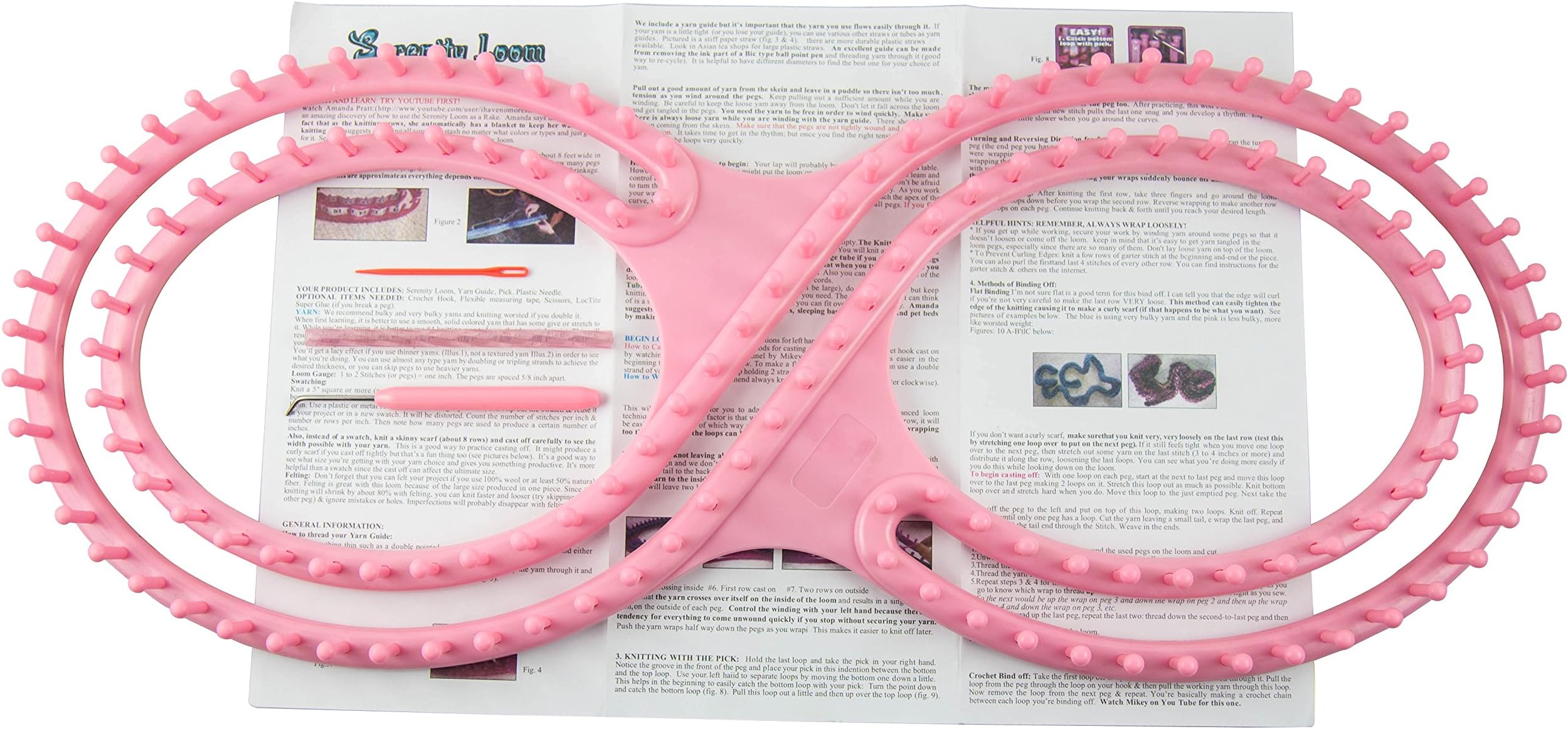 NEW 140CM Wide Afghan Loom Knitting Board with Instructions and 3 Projects (PINK)