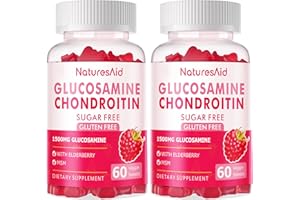 Natures Aid Nutrition Glucosamine Chondroitin Gummies with MSM & Elderberry Extra Strength - Joint Support, Antioxidant Immune Support Supplement for Adults, Men & Women.(2 Pack) Raspberry