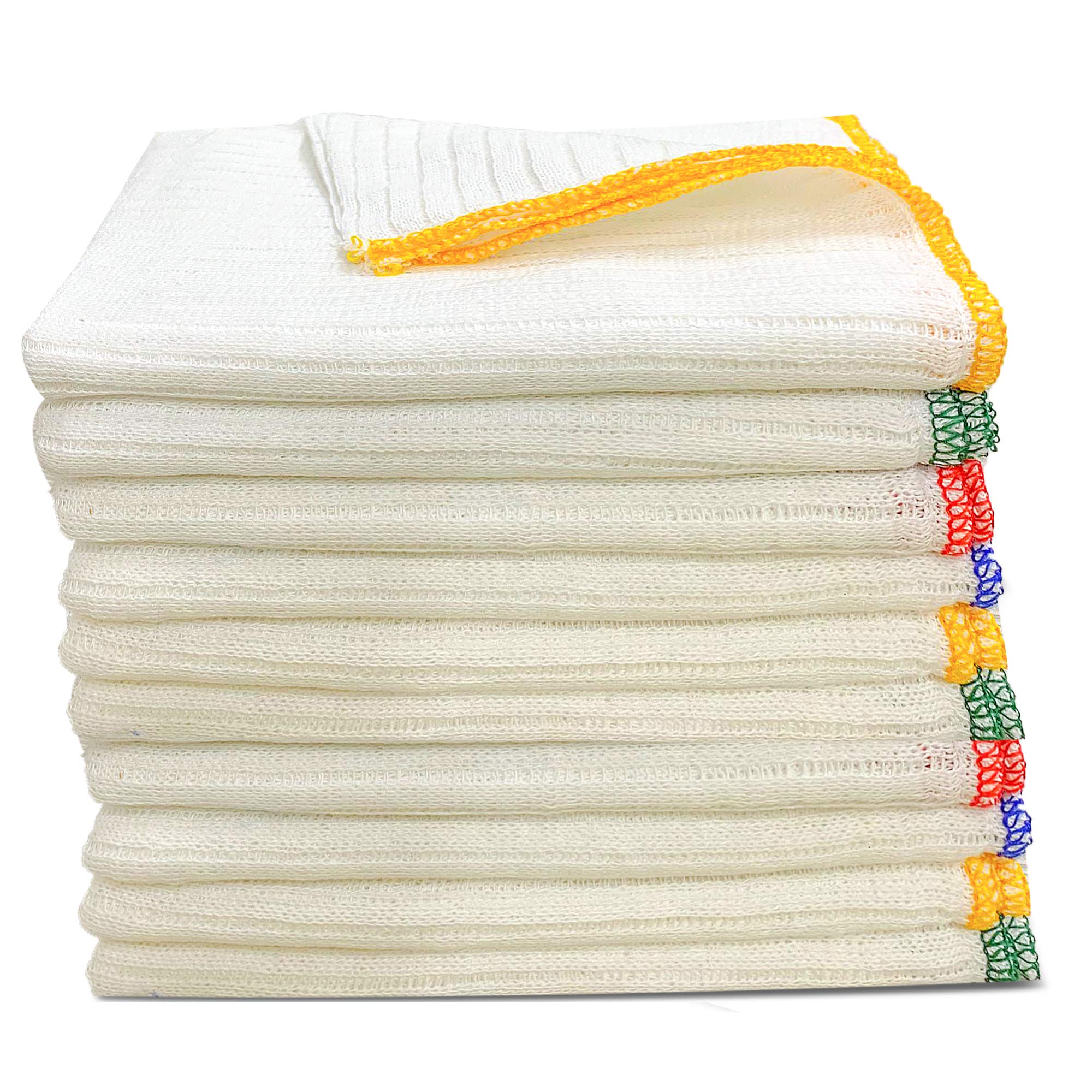 Towelogyยฎ Heavy Duty Cotton Dish Cloths Extra Large SUPER ABSORBENT Cleaning Scrubbing Washing Drying Rags Kitchen Tea Towels Colour Coded Dishcloths MACHINE WASHABLE 38x40cm (Assorted, Pack Of 20)