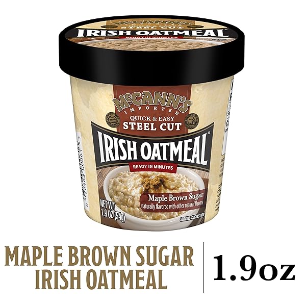 MCCANN’S IRISH OATMEAL INSTANT OATMEAL CUP, MAPLE BROWN SUGAR, 1.9 OUNCE (PACK OF 12)